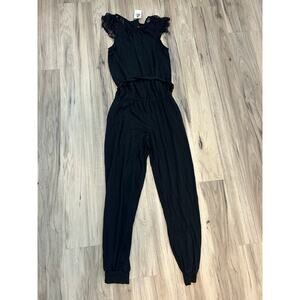 Polo Ralph Lauren Black Sleeveless w/ Lace Shoulder Detail Jumpsuit Sz XL 16